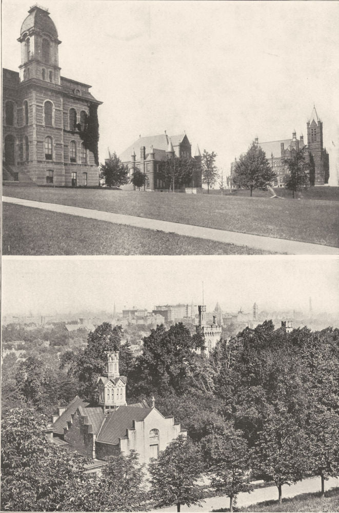 NEW YORK. 1 Syracuse University; 2 1907 old antique vintage print picture